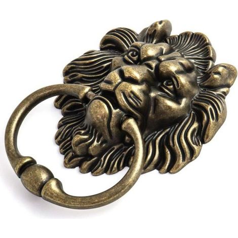 Heurtoir de porte en forme de Tête de Lions avec 2 vis, Bronze (1/5)