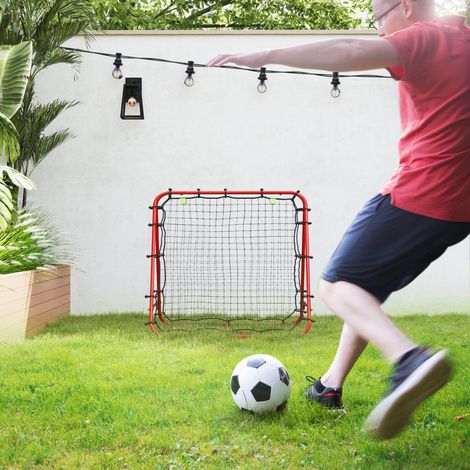 Rebotador de fútbol ajustable en 5 niveles 100 x 95 x 90 cm, acero rojo OKMYHOME (1/5)