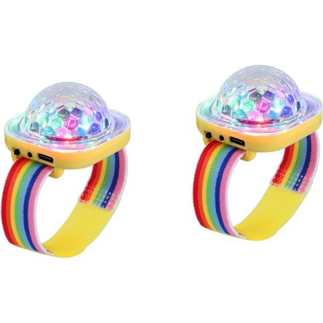 Lot de 2 mini-lumières LED portables, boule disco, bracelet USB, pour enfants, fêtes (jaune) (1/5)