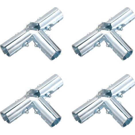 4Pcs Attaches De Rail D'Extrémité Pour 1" Conduit Acier Au Carbone 1.9mm D'Épaisseur 4-Ways Accessoires De Clôture À Chaînes Tube Galvanisé 4-Ways Connecteurs Avec Boulons (1/5)