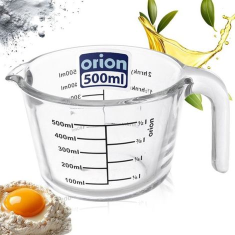 Verre Doseur - 500 ml - Borosilicate - Micro-ondes Lave-vaisselle - Poignée Avec Bec Verseur - 1 Pièce