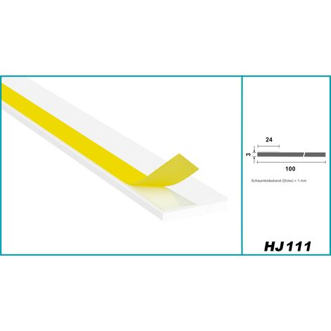 Flachleisten PVC weiß 2m - Standard 3mm, Auswahl Weichlippe & selbstklebend - HJ: Mit Klebeband, HJ.111 - 100x3mm (1/2)