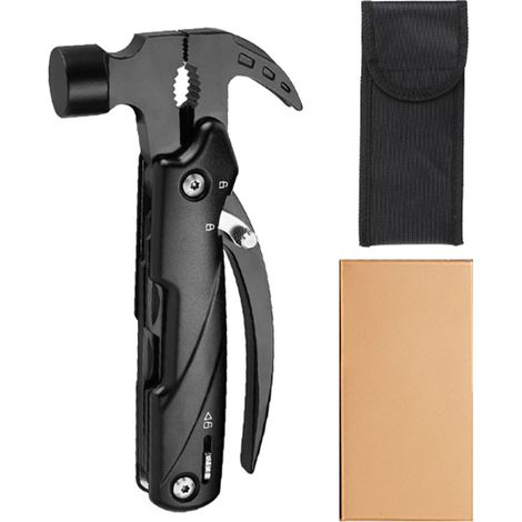 Martello multiuso 12 in 1 con borsa, multiuso con struttura autobloccante, pinze multiuso in acciaio inossidabile, coltello multiuso per uso esterno, campeggio e riparazioni