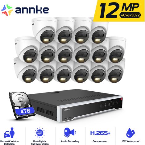 ANNKE 12MP Kit de Vidéosurveillance Extérieure 32CH NVR 16×Caméras Intelligente Double Lumière Vision Nocturne,Alerte Email Détection Mouvement Caméra de Surveillance APP/PC à Distance 4TB (1/5)