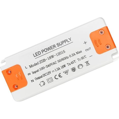 Transformateur 220V 12V - 230V Transformateur Led Driver, 18W 1.5A Alimentation Transfo 12V, Sans Bruit, Pour Lampes HalogèNes G4 Mr16 Gu5.3 (1/5)