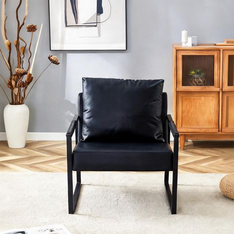 Fauteuil coloris noir en métal PU 68,6 x 75,5 x 75,2 cm (1/5)