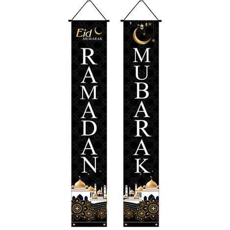 Rideau Décoratif Fête Ramadan et Eid, Draperie Familiale pour Réception, Guirlande Festive pour Célébration (1/2)