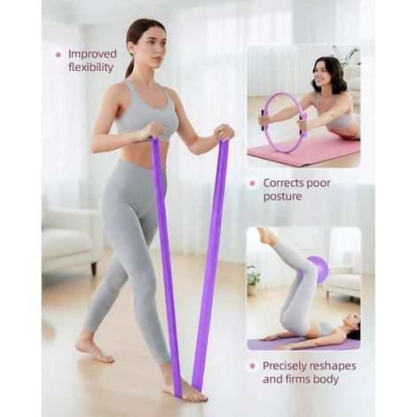Anneau De Pilates - Ballon De Pilates - Bandes De Resistance - Pour Entrainement Maison - Lot Complet - 35 cm - 25 cm - 6 8 kg (1/5)