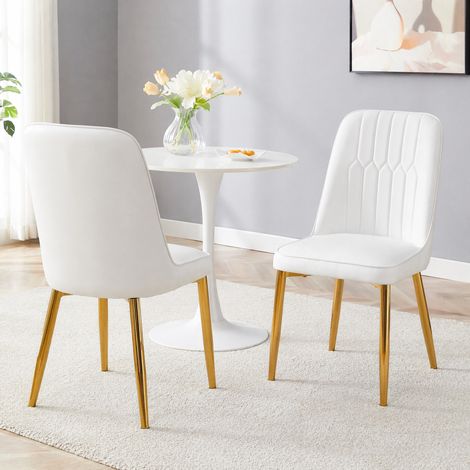 Sedia cucina imbottita in PU e metallo bianco oro OKMYHOME (1/5)