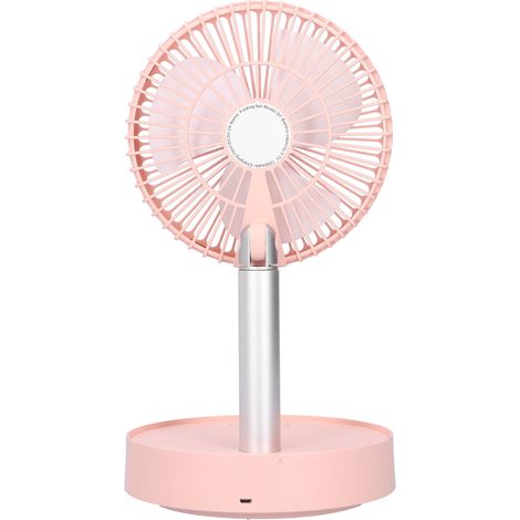 Ventilateur de poche pliable et télescopique - Mini ventilateur oscillant portable pour bureau, maison et extérieur - Rose