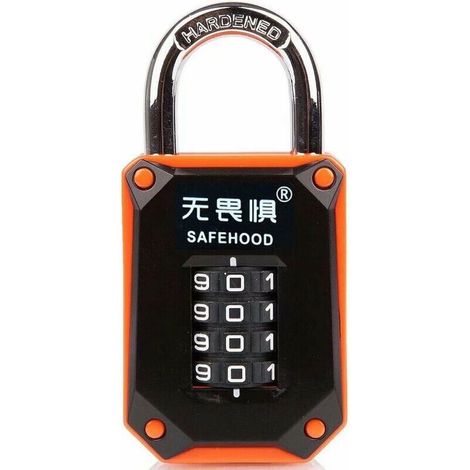 Serrure de casier - Combinaison robuste à 4 chiffres en acier inoxydable trempé - Chiffres faciles à lire - Réinitialisable et incassable - 1 paquet - Orange