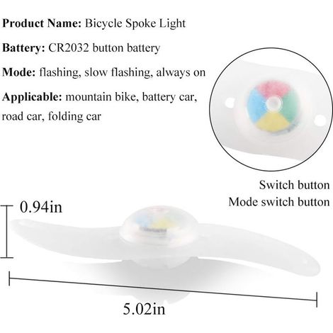 GROOFOO 4 x LED lumière Roue vélo,lumière LED étanche Velo Roue avec 3 Modes de clignotement Lampe LED Roue vélo pour vélo Adulte et Enfant - Couleur