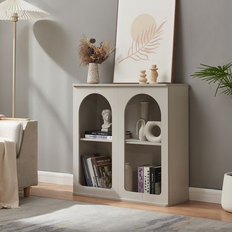 Credenza Trorhun Mobile Contenitore con Ripiano 80x30x80 cm - Grigio [en.casa]