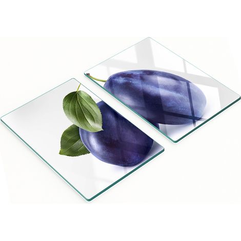 Tableros de vidrio decorativos multifuncionales con estampado de ciruelas, 2x40x52 cm.