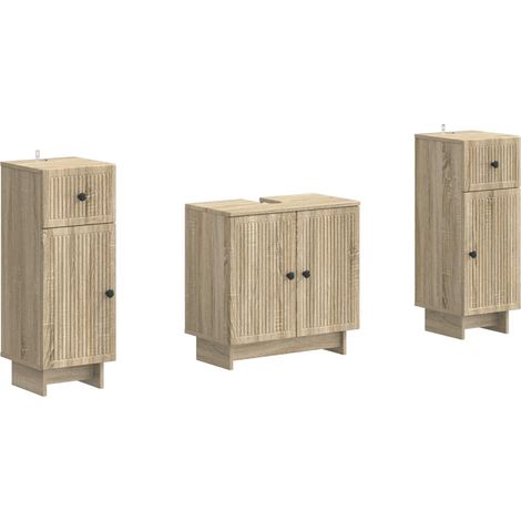 Ensemble de 2 meubles de salle de bain EDE Chêne Sonoma bois (1/5)