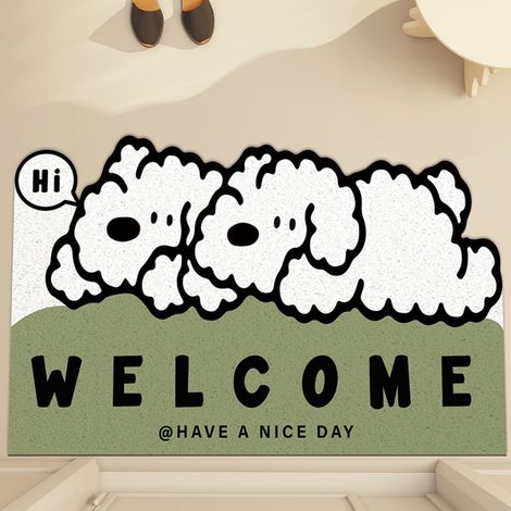 LAN Deux chiens se faisant signe (boucle en soie de 5080 cm) Tapis de sol bouclé résistant et durable à l'usure, à motifs d'animaux de dessin animé, découpable, grattant la boue et enlevant la saleté, (1/5)