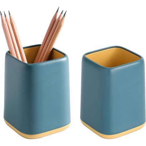 Stiftehalter für den Schreibtisch, zweifarbiger Stiftebehälter, Aufbewahrungstasche für den Schreibtisch (blau, 2 Stück) (1/5)