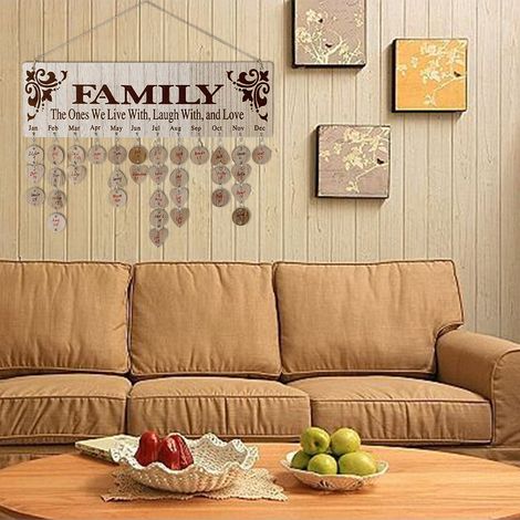 Calendrier Mural en Bois Artisanal - Tableau d'Organisation Familiale pour Anniversaires et Événements - Décoration Rustique (1/5)