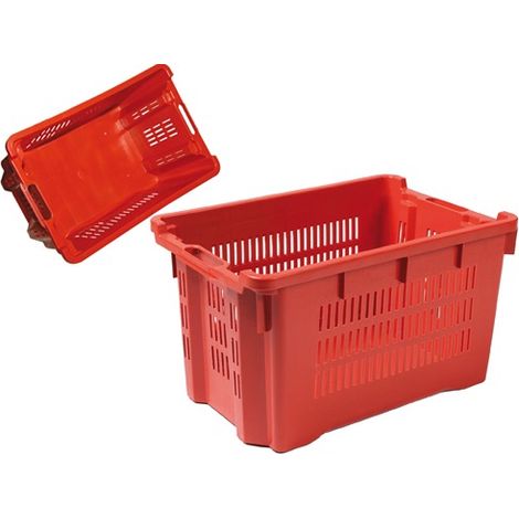 Cesta Contenitore in Plastica Rossa - Rettangolare - 40 l (1/10)