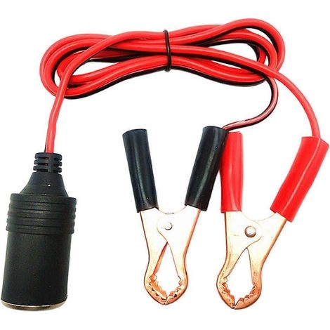 Adaptateur prise batterie voiture avec pinces câble alimentation robuste pour compresseur air onduleur véhicule camping-car (1/5)