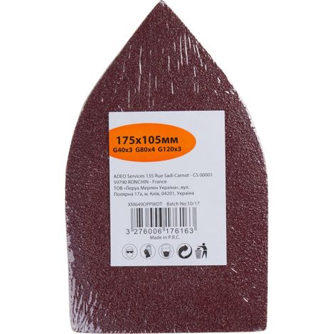 10er Pack Schleifpads, 105 x 175 mm, Körnung sortiert Centrale Brico