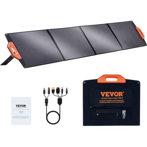 VEVOR Pannello Solare Monocristallino Portatile, Pannello Fotovoltaico Monocristallino ETFE Caricatore Pieghevole da 200 W, Pannello Solare Uscita MC4, Impermeabile IP67 per Camper Campeggio Viaggio