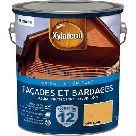 Lasure protectrice pour bois extérieur - Facades et Bardages - aspect satin chêne clair 5 L - Xyladecor