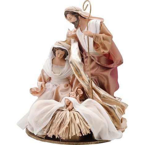 EDG Enzo De Gasperi Natività Lord con Culla e Paglia H34 cm Avorio Oro – Decorazione Natalizia Presepe (1/2)
