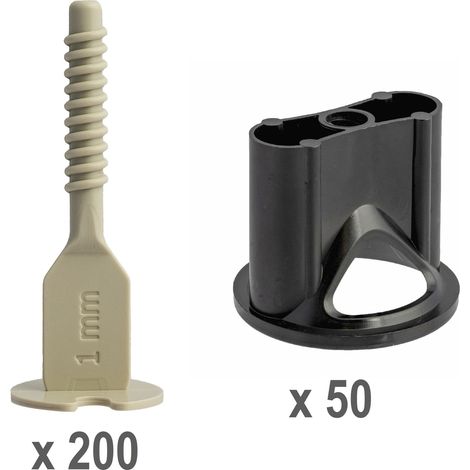 Kit croisillons autonivelants 1 mm Pro-Leveling 50 têtes et 200 bases droites