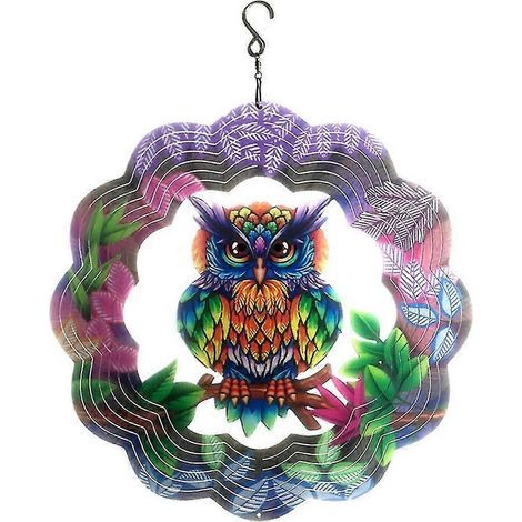 Girouette décorative 3D en métal pour jardin extérieur (hibou mystique), pendentif pour la maison