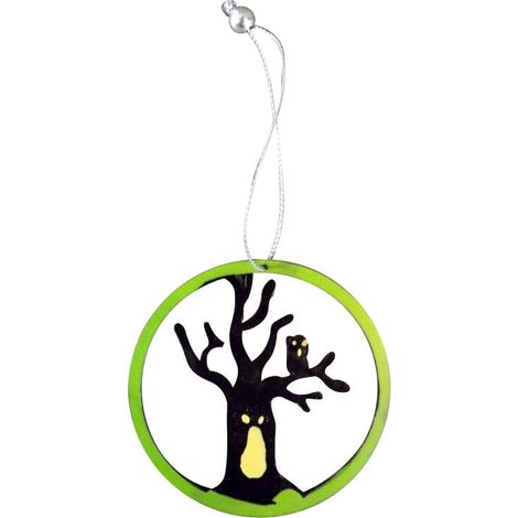 Ciondolo nero a forma di albero in un cerchio, 8 cm (1/2)