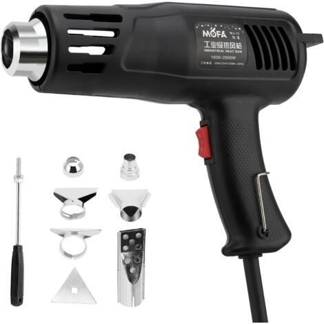 1200W Décapeur Thermique, 150℃ & 550℃ Réglages Double Température Pistolet Thermique avec 7 Buses, Protection de Surcharge, Manche Antidérapant, Idéal pour Retrait Thermiquement (1/5)