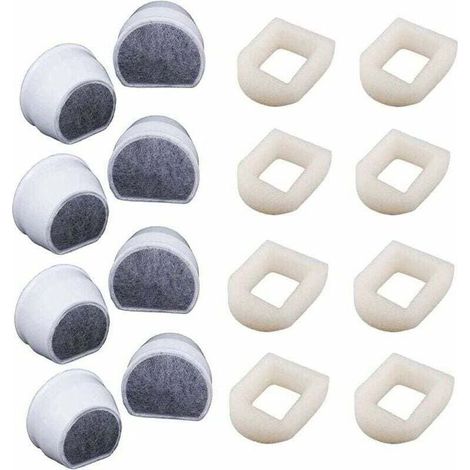 16er-Pack Schaumstoff-Vorfilter und Aktivkohlefilter, kompatibel mit den PetSafe Drinkwell Trinkbrunnen INOX 360 Avalon Pagoda Seascape und Sedona, Filter für Katzen- und Hundetrinkbrunnen (1/4)