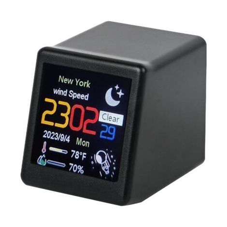 Réveil intelligent, mini horloge intelligente, station météo numérique WiFi avec date/heure/météo, petit album photo, mini horloges de bureau, horloge de station météo WiFi intelligente (1/5)
