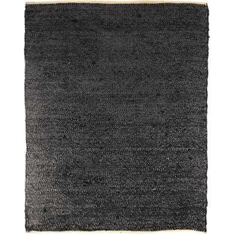 Tapis 160x230 cm noir en jute fibre tressée naturelle - BERNARD 5531 (1/5)