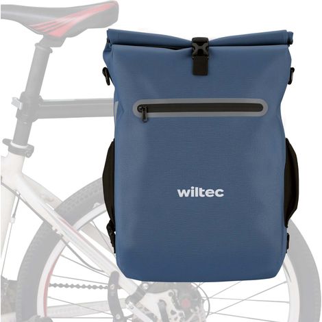 Wiltec Borsa per bici 4in1 20 l blu, impermeabile, montaggio al portapacchi posteriore, scomparto laptop, elementi riflettenti
