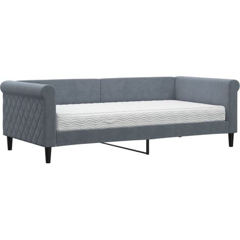 Maison Exclusive - Tagesbett mit Matratze Dunkelgrau 90x190 cm Sa