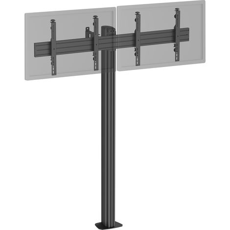 Support TV sur pied - 2 écrans 43'' - 49'' Hauteur 175cm à visser noir (1/3)
