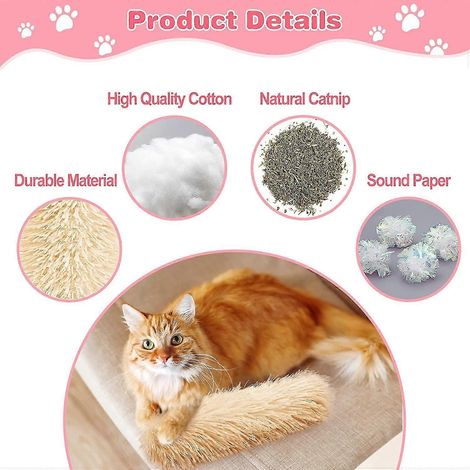 Jouet à pince Dola Cat adapté aux chatons d'intérieur : 3 coussins doux et résistants – Jouets interactifs à griffer et jouets de nettoyage adaptés aux chatons