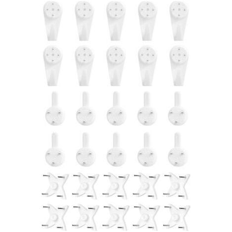 FENOPLASTICACrochets muraux sans jointure [30 pièces], 3 tailles, pour accrocher des tableaux et des cadres photo. (1/5)