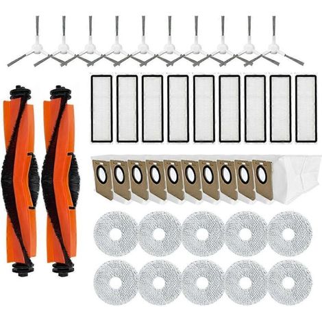 Accessoires et pièces de rechange pour aspirateur robot X20+ / X20 Plus : brosse latérale principale, lingette de nettoyage, filtre HEPA, sac à poussière. (1/5)