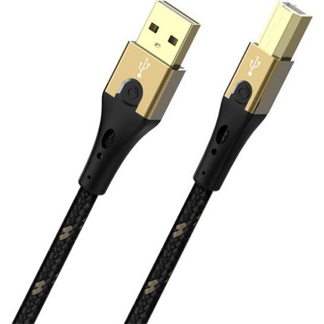 Oehlbach USB-Kabel  USB 2.0 USB-A Stecker, USB-B Stecker 2.00 m Schwarz/Gold  D1C9542