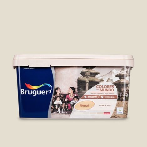 Bruguer Colores del Mundo Pintura para paredes monocapa Nepal Beige Suave 4 L