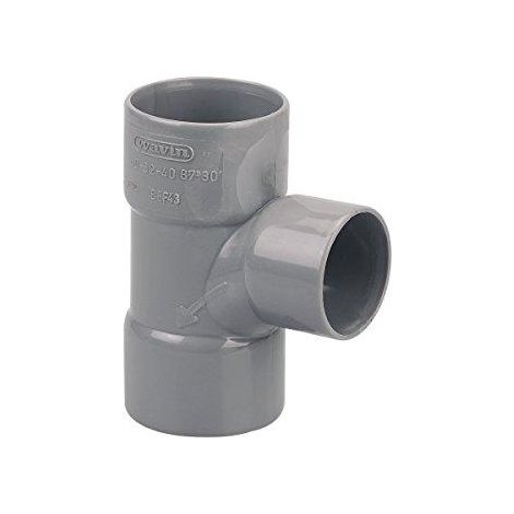 Wavin Raccordo a T piedi 87°30 PVC doppio Femmina 40/32 mm grigio