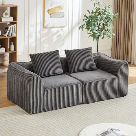 Sofá modular sin montaje de pana gris OKMYHOME (1/5)