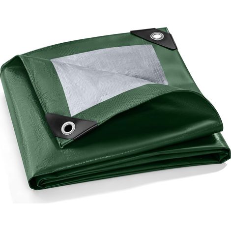 Bâche de Protection 6x10m Imperméable & Indéchirable – 140g/m² PE Vert/Argent avec Œillets – pour Voitures, Piscines, Bateaux, Meubles Jardin (1/5)