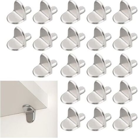 20 Pièces Chevilles de Support d'Étagère, 5mm Taquet Étagère Support en Forme de L en Bois et Verre de Armoire Rangement Meuble Placard Bibliothèque (1/5)