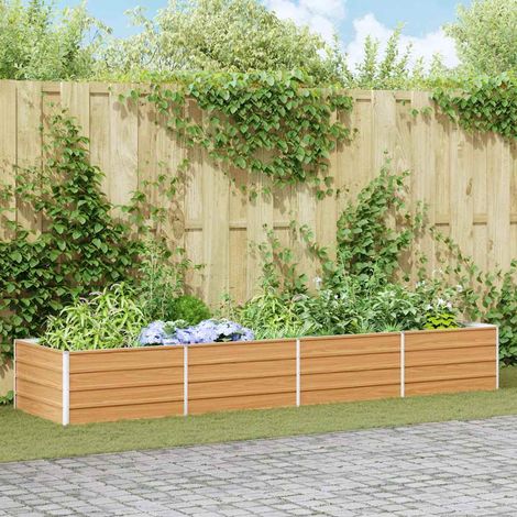vidaXL Garden Raised Bed Light Brown 320 x 80 x 45 cm Galvanised Steel