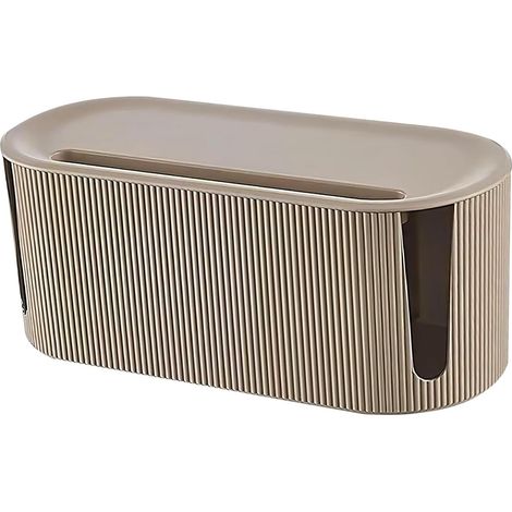 Boîte de Rangement de Câbles, Câble Boîte de Rangement, Boîte Cache Câble, Câche Multiprise, Boîte de Gestion des Câbles, pour Dissimuler et Cacher Les Multiprises et Câbles (Couleur du thé au Lait) (1/5)