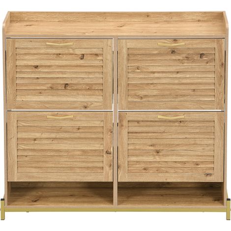 Scarpiera salvaspazio 4 ante in MDF effetto legno con struttura in metallo 108,5x24x100 cm (1/5)